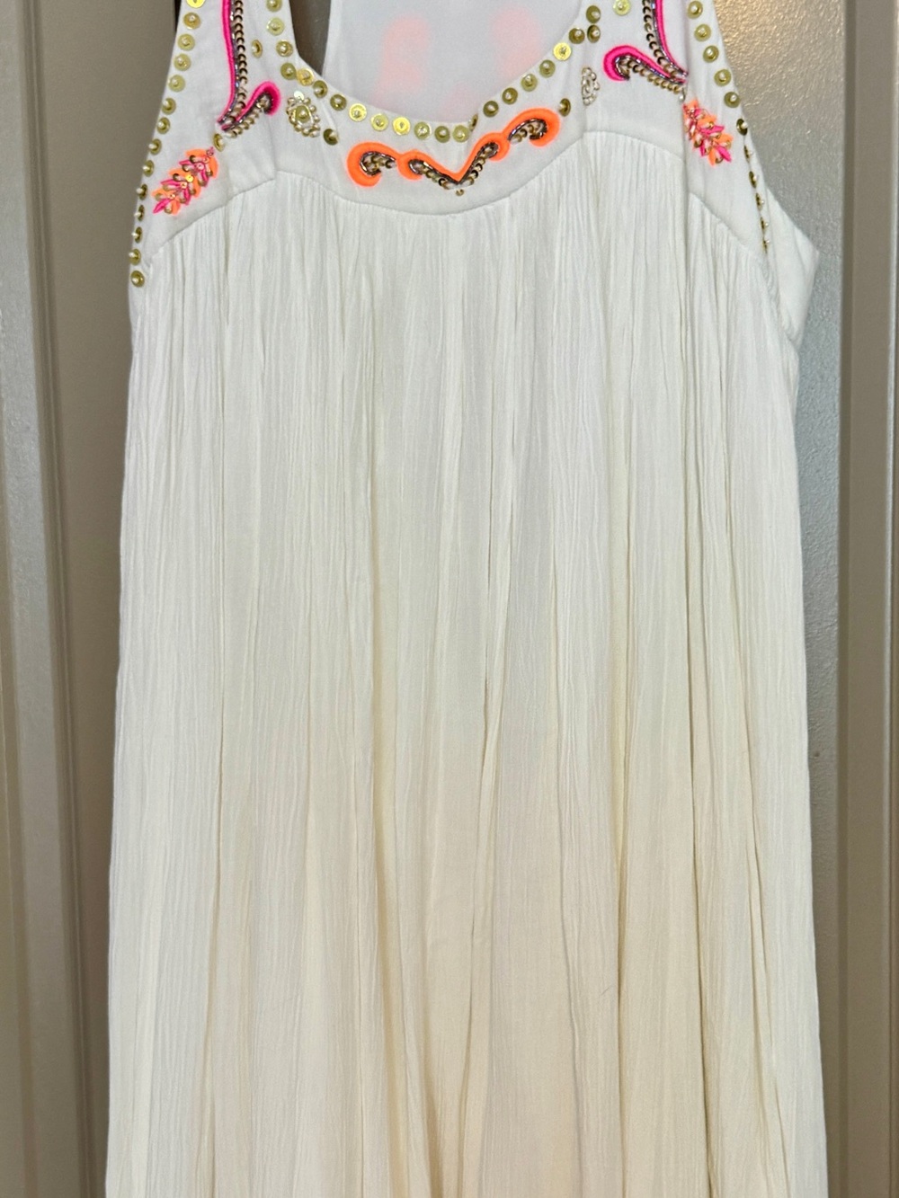 Lilly Pulitzer White Midi Dress with Neon Pink & Orange Trim